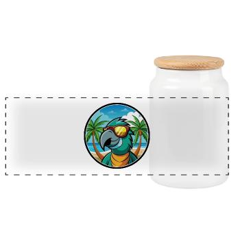 Papagei Lustige Cartoon Sommer Strand Sonnenbrille Cool - Panorama Keksdose mit Holzdeckel - Weiß - Vorne