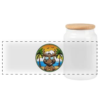 Elch Lustige Cartoon Sommer Strand Sonnenbrille Cool - Panorama Keksdose mit Holzdeckel - Weiß - Vorne