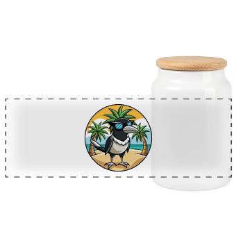 Elster Lustige Cartoon Sommer Strand Sonnenbrille Cool - Panorama Keksdose mit Holzdeckel - Weiß - Vorne