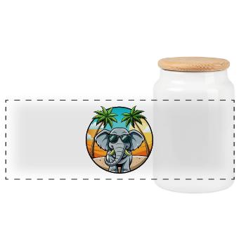 Elefant Lustige Cartoon Sommer Strand Sonnenbrille - Panorama Keksdose mit Holzdeckel - Weiß - Vorne