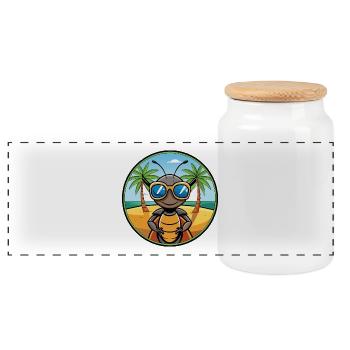 Ameise lustige Cartoon Sommer Strand Sonnenbrille Aufkleber - Panorama Keksdose mit Holzdeckel - Weiß - Vorne