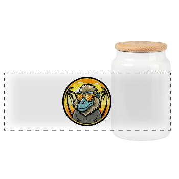Pavian Lustige Cartoon Sommer Strand Sonnenbrille Cool - Panorama Keksdose mit Holzdeckel - Weiß - Vorne