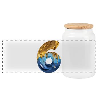 NO. 6 NUMBER 6 COOL 6TH BIRTHDAY - Panoramic Cookie Jar with Wooden Lid - white - Front