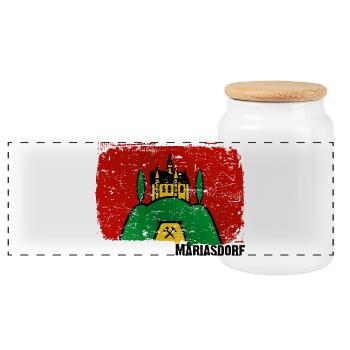 the market town of Mariasdorf in southern Burgenland - Panoramic Cookie Jar with Wooden Lid - white - Front