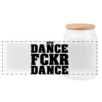 Dance Fckr Dance - Panoramic Cookie Jar with Wooden Lid - white - Front