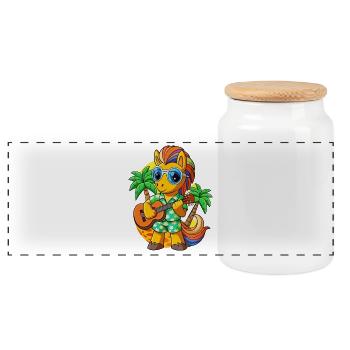 Lustige Pony Sommer Strand Sonnenbrille Hawaiianisch - Panorama Keksdose mit Holzdeckel - Weiß - Vorne