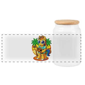 Lustige Pony Sommer Strand Sonnenbrille Hawaiianisch - Panorama Keksdose mit Holzdeckel - Weiß - Vorne