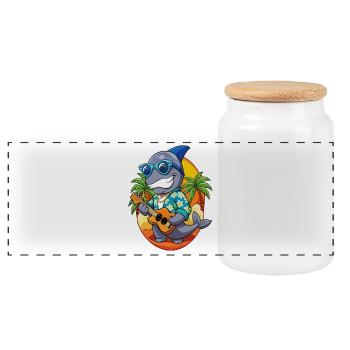 Lustige Robbe Sommer Strand Sonnenbrille Hawaiianisch - Panorama Keksdose mit Holzdeckel - Weiß - Vorne
