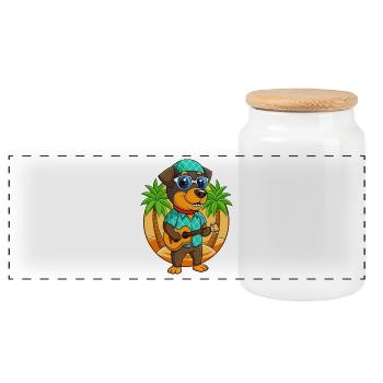 Drôle de Rottweiler Chien Lunettes de soleil de plage d’été - Boîte à biscuits avec couvercle en bois - blanc - Devant