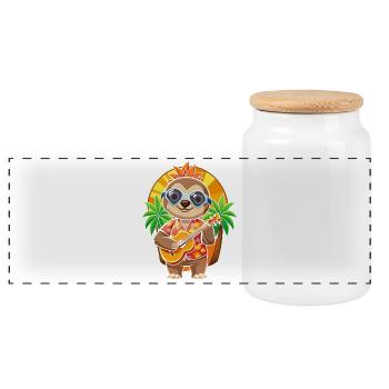 Lustige Faultier Sommer Strand Sonnenbrille Hawaiianisch - Panorama Keksdose mit Holzdeckel - Weiß - Vorne