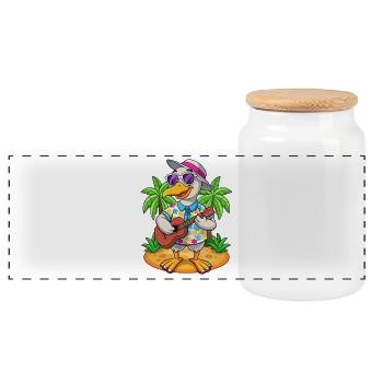 Lustige Gans Sommer Strand Sonnenbrille Hawaiianisch - Panorama Keksdose mit Holzdeckel - Weiß - Vorne