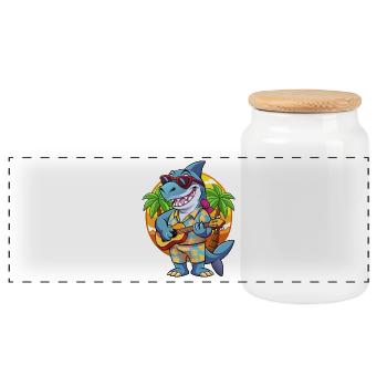 Lustige Hai Sommer Strand Sonnenbrille Hawaiianisch - Panorama Keksdose mit Holzdeckel - Weiß - Vorne