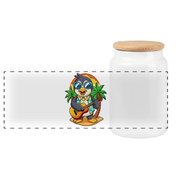 Lustige Pinguin Sommer Strand Sonnenbrille Hawaiianisch - Panorama Keksdose mit Holzdeckel - Weiß - Vorne