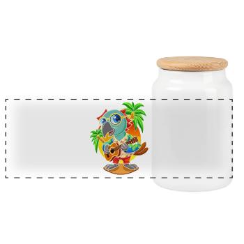 Lustige Papagei Sommer Strand Sonnenbrille Hawaiianisch - Panorama Keksdose mit Holzdeckel - Weiß - Vorne