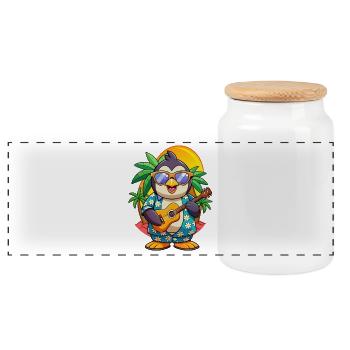 Lustige Pinguin Sommer Strand Sonnenbrille Hawaiianisch - Panorama Keksdose mit Holzdeckel - Weiß - Vorne