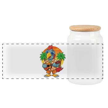 Lustige Papagei Sommer Strand Sonnenbrille Hawaiianisch - Panorama Keksdose mit Holzdeckel - Weiß - Vorne