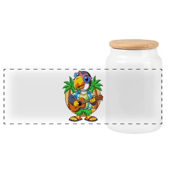 Lustige Tukan Sommer Strand Sonnenbrille Hawaiianisch - Panorama Keksdose mit Holzdeckel - Weiß - Vorne