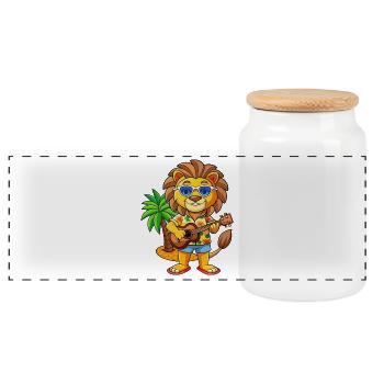 Lustige Löwe Sommer Strand Sonnenbrille Hawaiianisch - Panorama Keksdose mit Holzdeckel - Weiß - Vorne