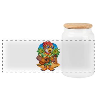 Lustige Falke Sommer Strand Sonnenbrille Hawaiianisch - Panorama Keksdose mit Holzdeckel - Weiß - Vorne