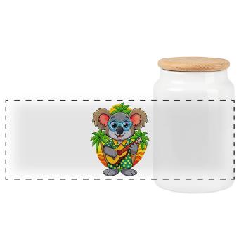 Lustige Koala Sommer Strand Sonnenbrille Hawaiianisch - Panorama Keksdose mit Holzdeckel - Weiß - Vorne