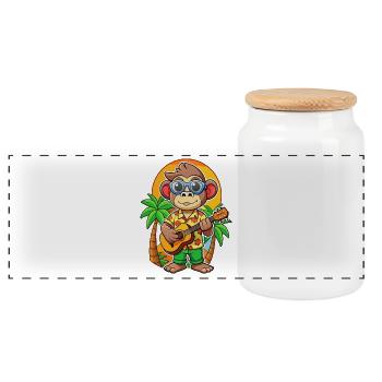 Funny Monkey Cartoon Summer Beach Sunglasses - Panoramic Cookie Jar with Wooden Lid - white - Front
