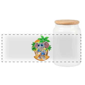 Lustige Elefant Cartoon Sommer Strand Sonnenbrille - Panorama Keksdose mit Holzdeckel - Weiß - Vorne