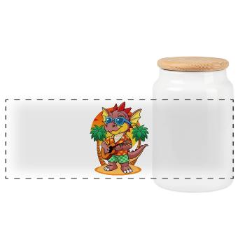 Lunettes de soleil de plage d’été de dessin animé de dragon drôle - Boîte à biscuits avec couvercle en bois - blanc - Devant