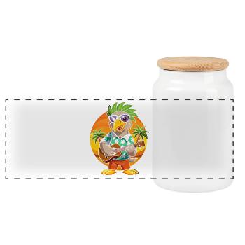 Lustige Adler Cartoon Sommer Strand Sonnenbrille Gitarre - Panorama Keksdose mit Holzdeckel - Weiß - Vorne