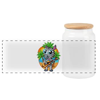 Funny Zebra Cartoon Summer Beach Lunettes de soleil guitare - Boîte à biscuits avec couvercle en bois - blanc - Devant