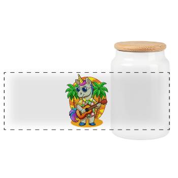 Lunettes de soleil de plage d’été de dessin animé de licorne drôle - Boîte à biscuits avec couvercle en bois - blanc - Devant