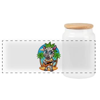 Funny Zebra Cartoon Summer Beach Lunettes de soleil guitare - Boîte à biscuits avec couvercle en bois - blanc - Devant