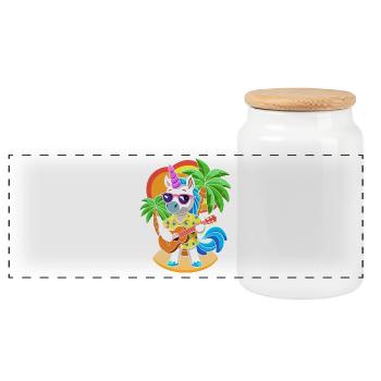 Lunettes de soleil de plage d’été de dessin animé de licorne drôle - Boîte à biscuits avec couvercle en bois - blanc - Devant