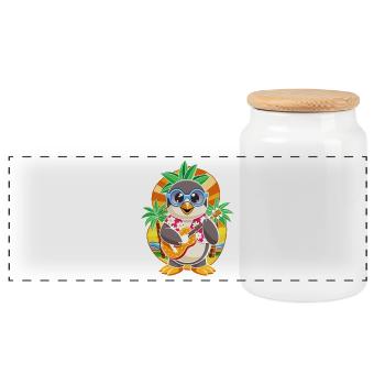 Lustige Pinguin Cartoon Sommer Strand Sonnenbrille - Panorama Keksdose mit Holzdeckel - Weiß - Vorne