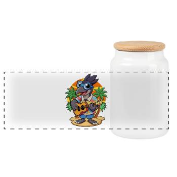 Lustige Elster Cartoon Sommer Strand Sonnenbrille - Panorama Keksdose mit Holzdeckel - Weiß - Vorne