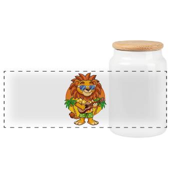 Funny Lion Cartoon Summer Beach Lunettes de soleil guitare - Boîte à biscuits avec couvercle en bois - blanc - Devant