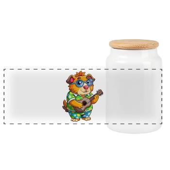 Funny Guinea Pig Cartoon Summer Beach Sunglasses - Panoramic Cookie Jar with Wooden Lid - white - Front