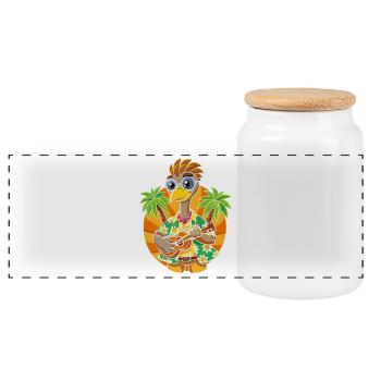 Lustige Emu Cartoon Sommer Strand Sonnenbrille Gitarre - Panorama Keksdose mit Holzdeckel - Weiß - Vorne