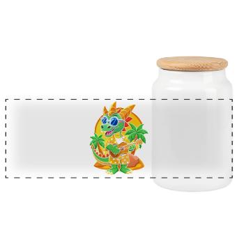 Lunettes de soleil de plage d’été de dessin animé de dragon drôle - Boîte à biscuits avec couvercle en bois - blanc - Devant