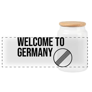 WELCOME TO GERMANY by Unlimited Apparel - Panoramic Cookie Jar with Wooden Lid - white - Front
