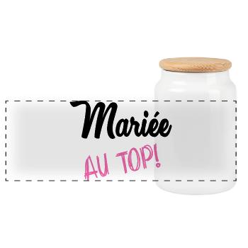 WEDDING. HEART. COUPLE. JUST MARRIED. Bachelorette party - Panoramic Cookie Jar with Wooden Lid - white - Front
