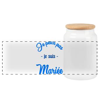 WEDDING. HEART. COUPLE. JUST MARRIED. Bachelorette party - Panoramic Cookie Jar with Wooden Lid - white - Front