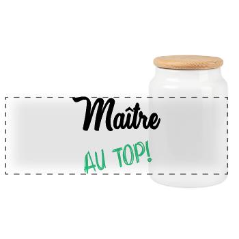 MASTER. MISTRESS. THANK YOU - Panoramic Cookie Jar with Wooden Lid - white - Front