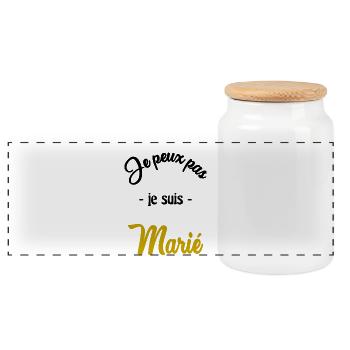 JUST MARRIED. EVJF - Boîte à biscuits avec couvercle en bois - blanc - Devant