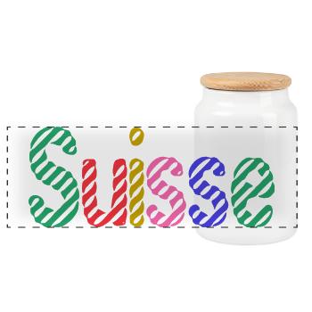 SCHWEIZ. HUMOR. LAND. FLAGGE. GENF. LAUSANNE - Panorama Keksdose mit Holzdeckel - Weiß - Vorne