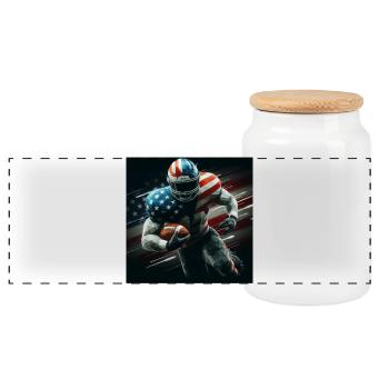 Patriotischer American Football - Panorama Keksdose mit Holzdeckel - Weiß - Vorne