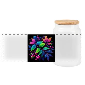 A Neon Plant - Panoramic Cookie Jar with Wooden Lid - white - Front