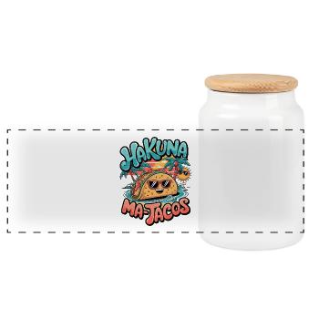 Hakuna Ma-Tacos - Boîte à biscuits avec couvercle en bois - blanc - Devant
