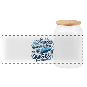 Bourgogne sous la pluie: pas mouillés - Boîte à biscuits avec couvercle en bois - blanc - Devant