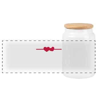 Line heart ornament icon - Panoramic Cookie Jar with Wooden Lid - white - Front