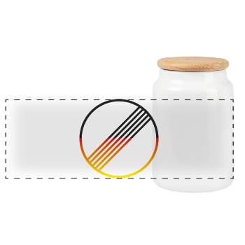 UNBEGRENZT DEUTSCHLAND by Unbegrenzt Apparel - Panorama Keksdose mit Holzdeckel - Weiß - Vorne